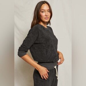 PERFECTWHITETEE Saylor Terry Sweatshirt in Vintage Black NWT